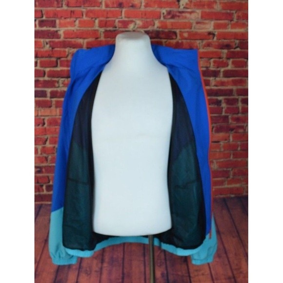 Vintage Look Ten-80 TEN80 Windbreaker Teal Cyan Blue Jacket Mens Large Hooded - Picture 5 of 6
